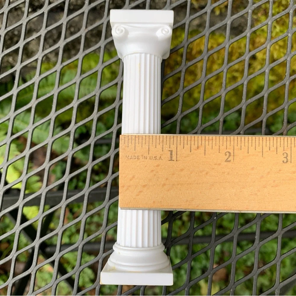 Vintage Set/4 Wilton Plastic White Columns Pillars Cake Decorations Toppers 5”